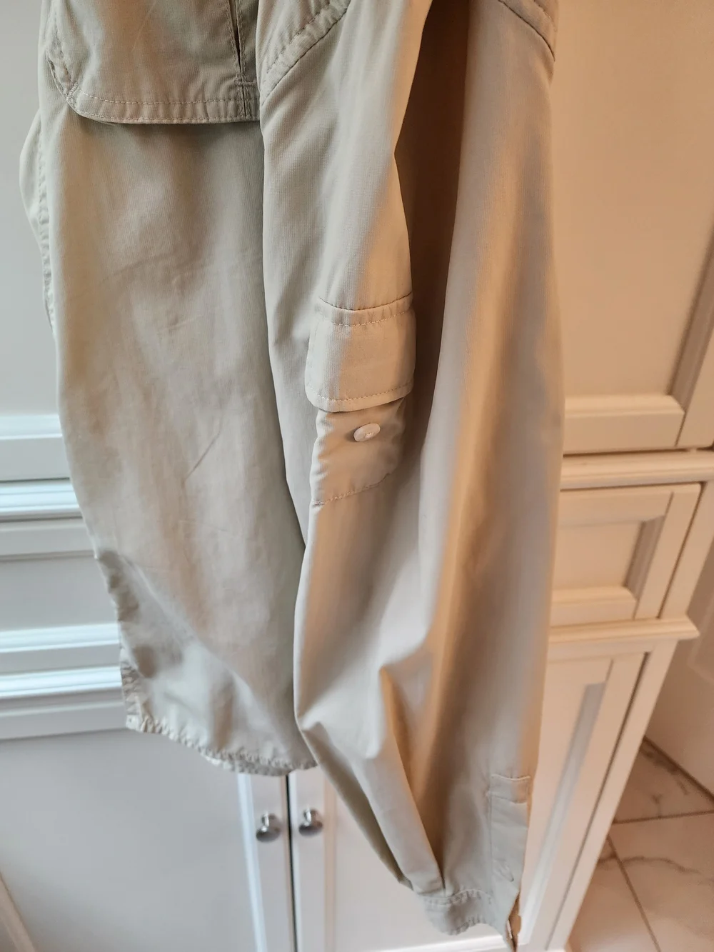 REI Mens L Beige Vented Fishing Safari Outdoor Long Sleeve Button-Up Roll Tab